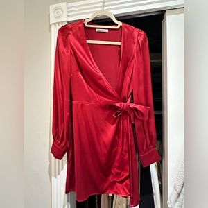 Reformation Red Satin Mini Dress